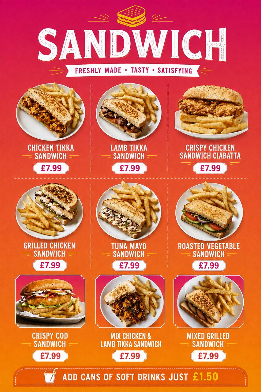 Fusion sandwich menu